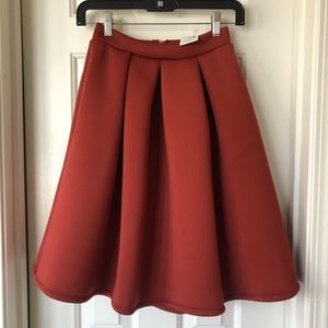 Midi Length Pleated Scuba Skirt